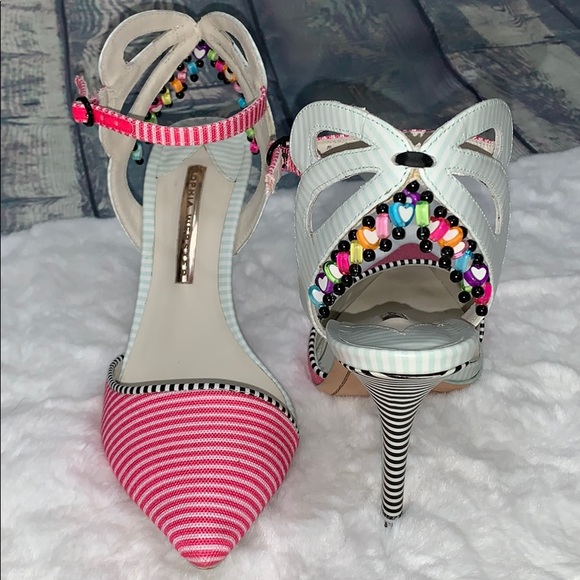 Sophia Webster Shoes - Sophia Webster Amina Striped Beaded Pink Pump 38